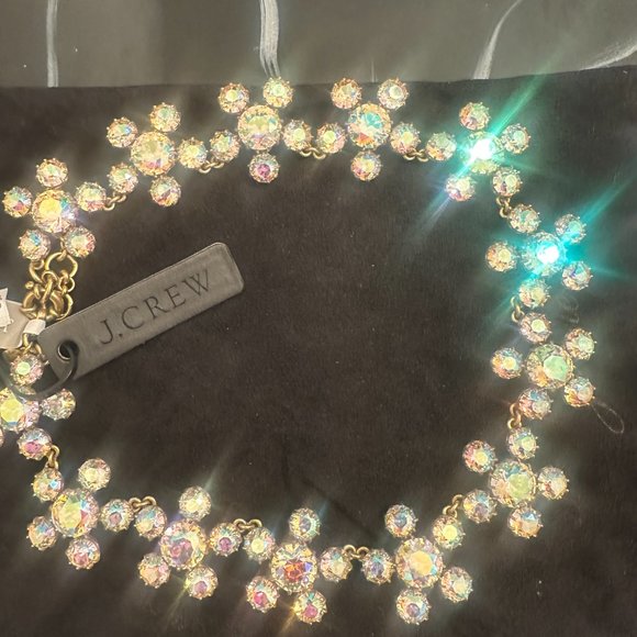 J.Crew Gold Crystal Flower Statement Necklace - Picture 6 of 7